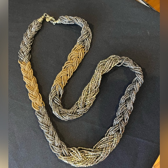 Vintage Loft 2-tone braided seeded bead necklace - Picture 6 of 9